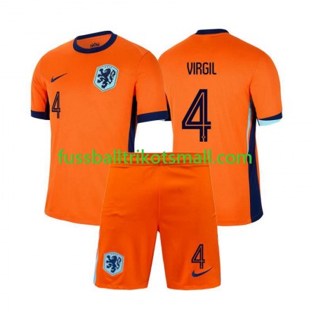 Fußballtrikots Niederlande Virgil van Dijk 4 Kinder EURO 2024 Kurzarm Heimtrikotsatz kaufen